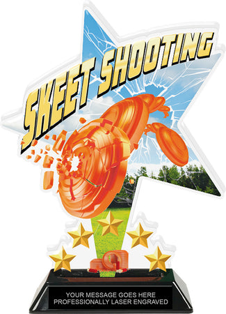 Skeet Shooting Shattered Star Colorix Acrylic Trophy- 8.5 inch [TACR85-STR-SKEET-Q]