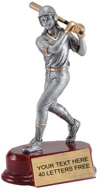 Softball Pewter & Gold Resin Sculptures on Piano Finish Base