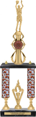 Basketball Sport Color Riser Two-Post Trophy - 22 inch [T2PCSR22-BK]