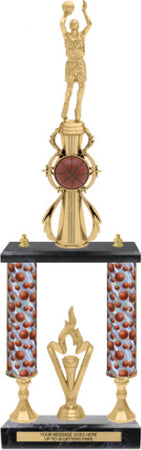 Basketball Sport Color Riser Two-Post Trophy - 22 inch [T2PCSR22-BK]