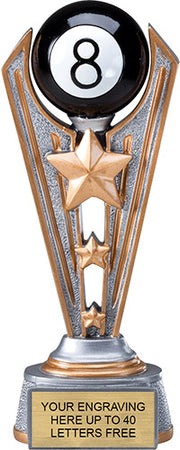 Billiards 8-Ball Triple-Star Victory Resin Trophy [RMV8-BL]