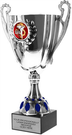 Silver Metal Cup with Insert on a Genuine Marble Base - 14.5 inch [CMM-66A-14]