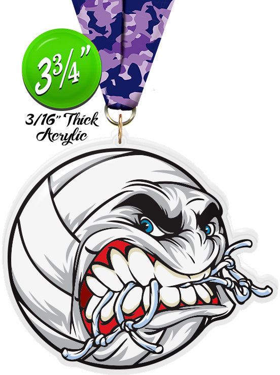 Volleyball Krunch Colorix-M Acrylic Medal [MACR375-KRCH-VB-Q]