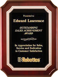 Rosewood Piano-finish Plaque with Silver Florentine Border 8"x10.5" [TD4562]