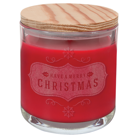 14oz Peppermint Twist Candle in Glass with Wood Lid [CJDL05-8-PT]