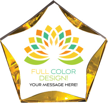 Custom Acrylic Gold and Clear Luminary Star [ALSB5-CLR-G-FC]