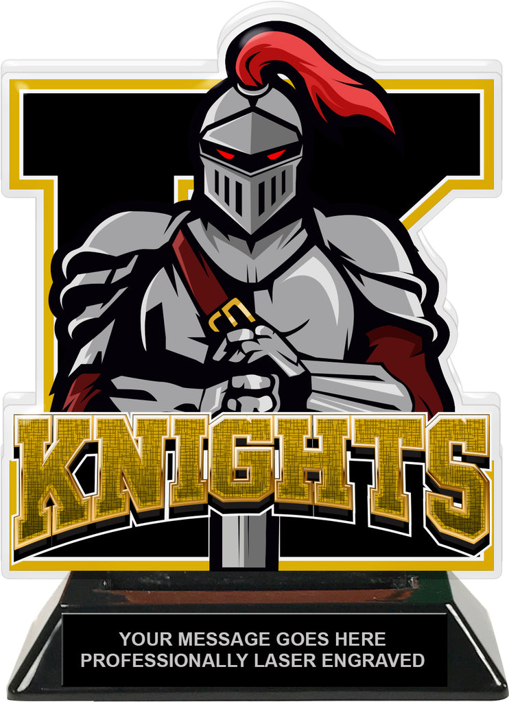 Knights Mascot Colorix-T Acrylic Trophy - 6.25 inch Gold [TACR6-MSCT-KNGT-GLD-Q]
