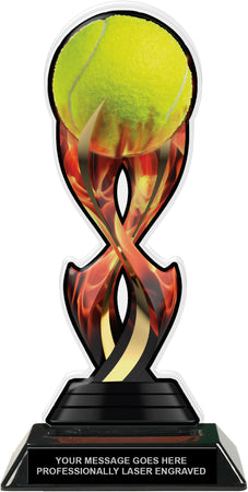 Tennis Tribal Flames Acrylic Trophy- 10 inch [TACR10-TF-TN-Q]