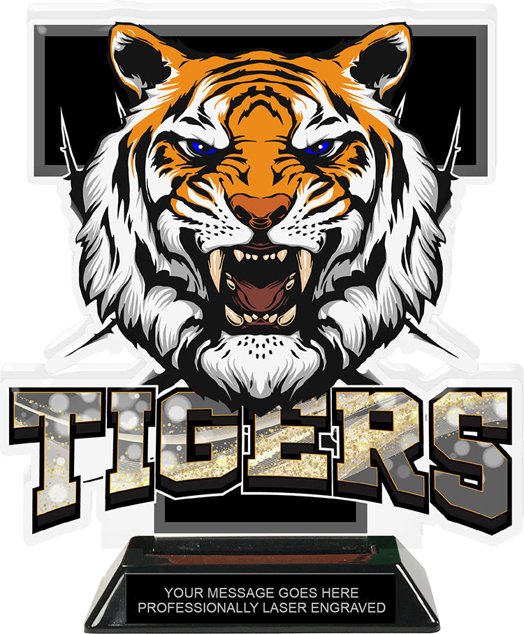 Tigers Mascot Colorix-T Acrylic Trophy- 8.25 inch [TACR8-MSCT-TGR-Q]