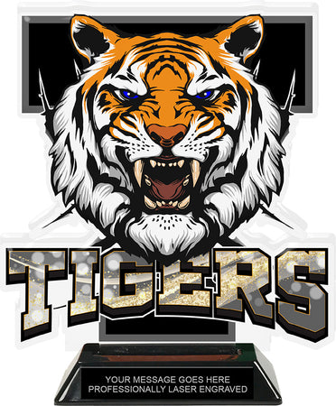 Tigers Mascot Colorix-T Acrylic Trophy- 8.25 inch [TACR8-MSCT-TGR-Q]