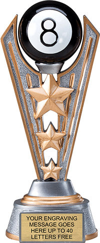 Billiards 8-Ball Triple-Star Victory Resin Trophy [RMV9-BL]