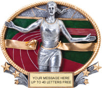 Track 3D Full Color Oval Resin Trophy- Female [R3DOM7-TKF]