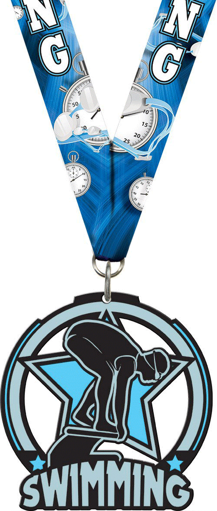 2.5" Swimming Female Glow Medal [MGLW2-SWF]