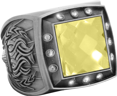 Championship Ring with Yellow Center Stone- Silver [RGSJ-S-12ST-YLW]