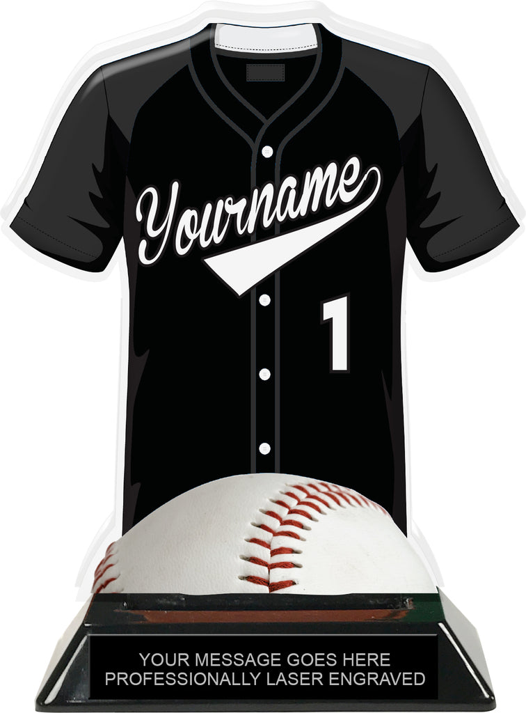 Baseball Jersey Colorix-T Acrylic Trophy - Black [TACR7-JSY-BS-BLK-Q]