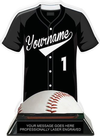 Baseball Jersey Colorix-T Acrylic Trophy - Black [TACR7-JSY-BS-BLK-Q]
