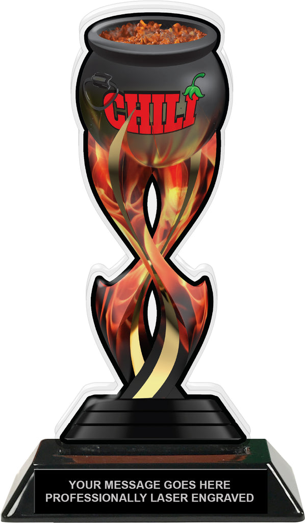 Chili Cook-Off Tribal Flames Acrylic Trophy- 8.5 inch [TACR85-TF-CHLI-Q]