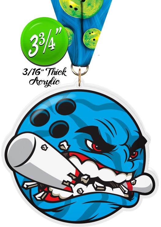 Bowling Krunch Colorix-M Acrylic Medal [MACR375-KRCH-BW-Q]
