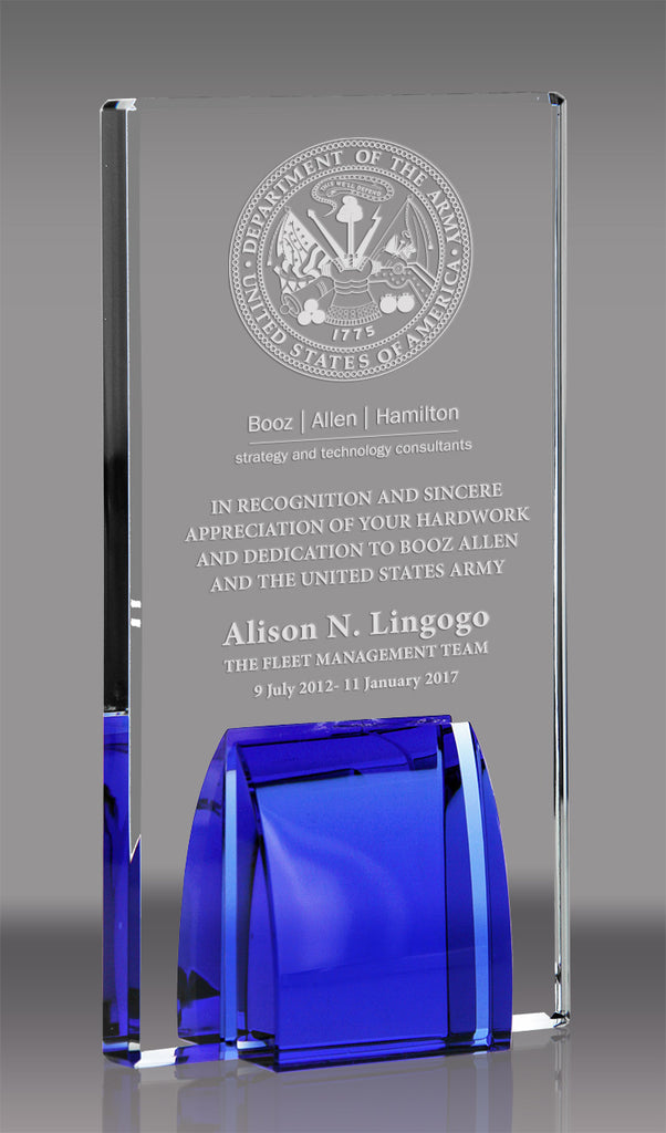 Crystal Award with Cobalt Blue Stand [CF174-8-BL-X]