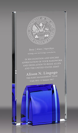 Crystal Award with Cobalt Blue Stand [CF174-8-BL-X]