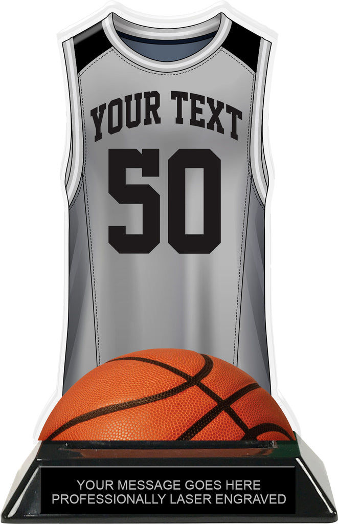 Basketball Jersey Colorix-T Acrylic Trophy- Gray [TACR7-JSY-BK-GRY-Q]