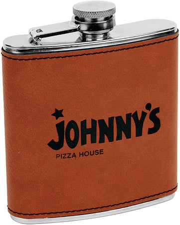 Laserable Leatherette 6 oz Flask- Rawhide [FLSKJ-618]