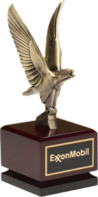Antique bronze eagle on hardwood base [EC1297]