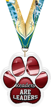 Readers Are Leaders Paw Acrylic Medal- 2.75 inch [MACR2-PAW-RAL-Q]