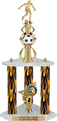 Soccer Sport Color Riser Three-Post Trophy [TCSR3P24-SC]