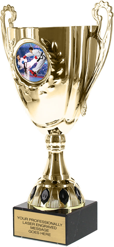 Gold Metal Cup with Insert on a Genuine Marble Base - 11 inch [CMM-65C-11]