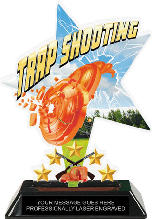 Trap Shooting Shattered Star Colorix Acrylic Trophy- 7 inch [TACR7-STR-TRAP-Q]
