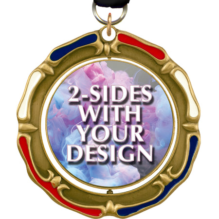 Custom Spinning RWB Frame Two-Sided Insert Medals [MXS673-2SD]