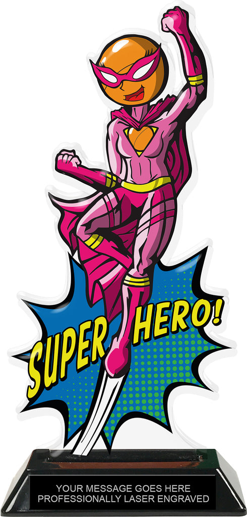 Ping Pong Female Super Hero Acrylic Trophy- 10 inch [TACR10-SH-PNGPNG-QF]