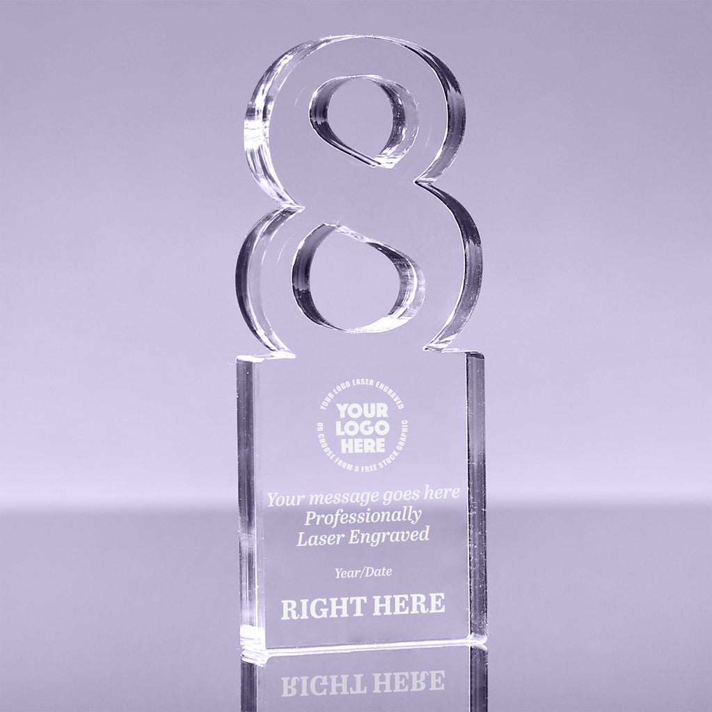 Number 8 Acrylic Award - 6 inch [ATNM-8-6-Q]