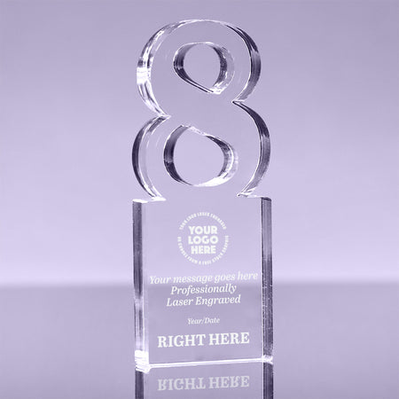 Number 8 Acrylic Award - 6 inch [ATNM-8-6-Q]