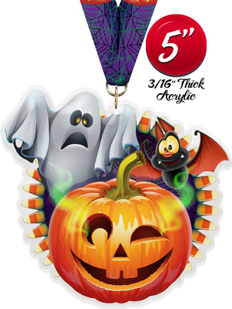 Halloween Pumpkin Colorix-M Acrylic Medal - 5 inch [MACR5-HLWN-PMPGB-Q]