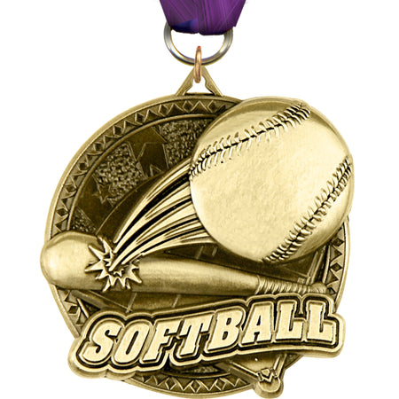 2" Softball Ultra-Impact 3-D Medal [MDTD2-SB]