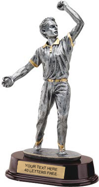 Cricket Bowler Pewter Finish Resin Trophy - Male [SGR5281CB]