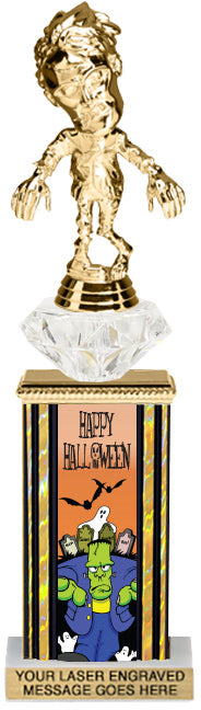 Halloween Frankenstien Diamond Riser Rectangle Column Trophy- 11 inch [TDRSQ11STK-FRNK]