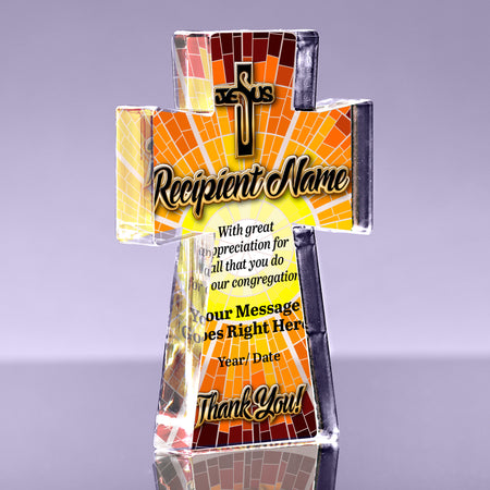 1 inch Thick Stained Glass Acrylic Cross Award - Radiance - 9 inch [ATCRS19-SG2-Q]