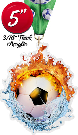 Soccer Fire & Water Colorix-M Acrylic Medal [MACR5-FW-SC-Q]