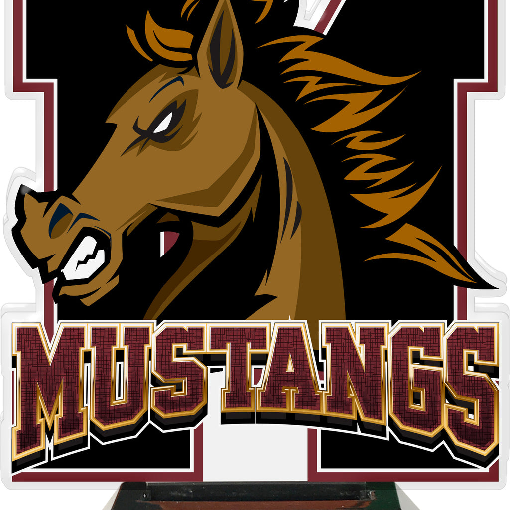 Mustangs Mascot Colorix-T Acrylic Trophies - Maroon