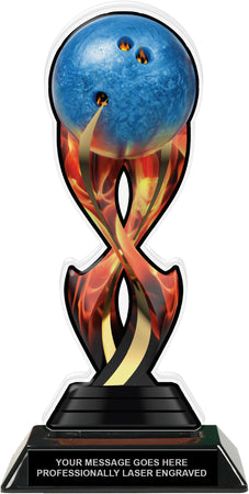 Bowling Tribal Flames Acrylic Trophy- 10 inch [TACR10-TF-BW-Q]