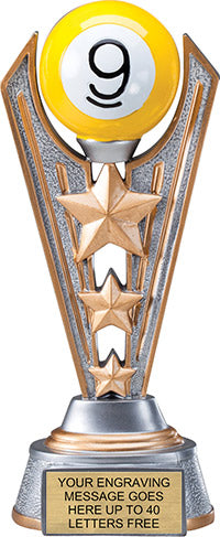 Billiards 9-Ball Triple-Star Victory Resin Trophy [RMV9-BL2]