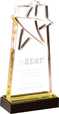 Deep Lasered Acrylic Star with Gold Reflective Bottom [ADLS7-G]