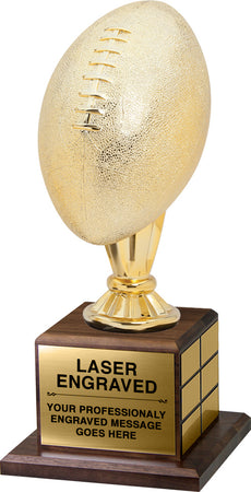 Full Size Gold Finish Football Trophy on Genuine Walnut Base [TPP1L-3106-FB]