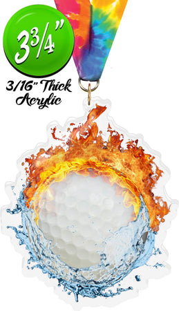 Fire & Water Golf Colorix-M Acrylic Medal [MACR375-FW-GL-Q]