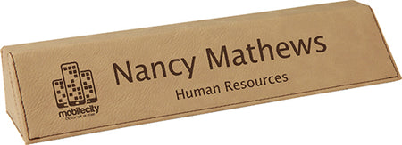 Light Brown Leatherette Desk Wedge Nameplate - 10.75 inch [NPJLW-1210]