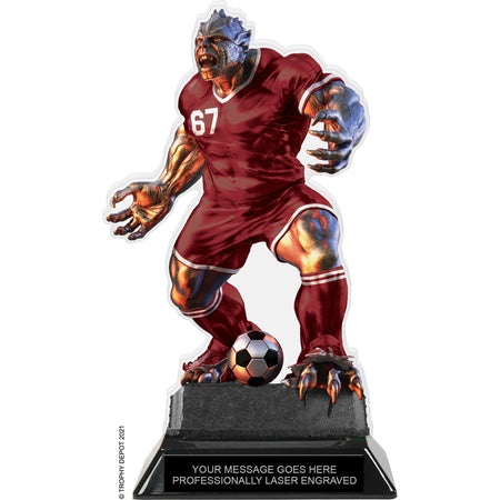 Beast Soccer Choose Your Number Acrylic Trophy - 8.5 inch Maroon [TACR85-BST-SC-MRN-Q]